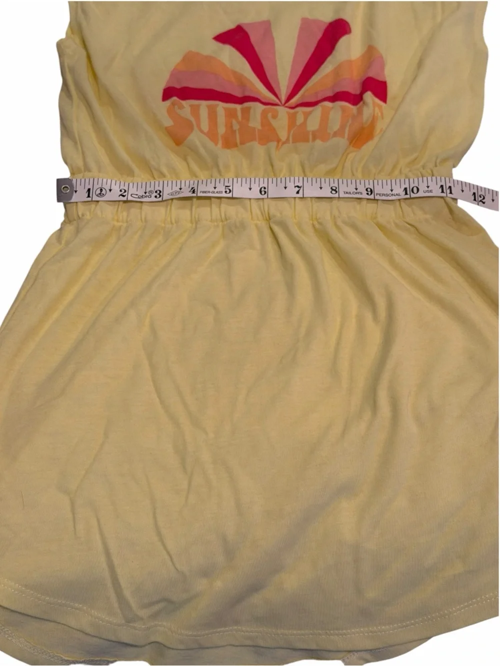 Chaser Girls Yellow Sunshine Retro Print Cinched Waist Dress Size 6 NWT